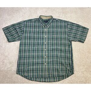 Van‎ Heusen Mens Plaid Short Sleeve Button Up Shirt Wrinkle Free XL